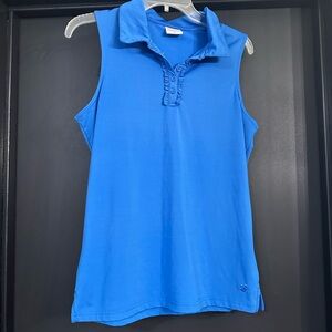 Vibrant Blue Sleeveless Polo Top